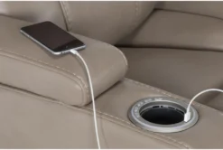 Bronson Linen Home Theater Power Wallaway Recliner With Power Headrest & USB -Furniture Store 276993 beige polyester recliner detail 44