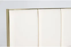 Camila California King Upholstered Bed -Furniture Store 277198 beige fabric bed detail 45