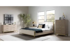 Camila California King Upholstered Bed -Furniture Store 277198 beige fabric bed room 46