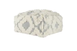 24X24 Gray + Ivory Diamond Fringe Pouf