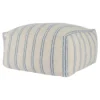 24X24 Natural + Blue Awning Stripe Pouf -Furniture Store 278593 blue fabric pouf signature 01