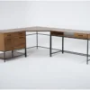 3 Piece Hollis L-Shaped Desk -Furniture Store 281366 brown wood corner desk signature 01