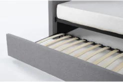 Emmerson II Grey Upholstered Twin Daybed With Trundle -Furniture Store 281496 grey fabric daybed detail 44 1