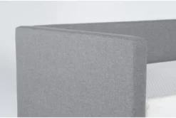 Emmerson II Grey Upholstered Twin Daybed With Trundle -Furniture Store 281496 grey fabric daybed detail 45 1