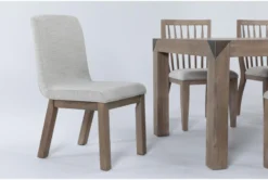Luis 72"-90" Extension Dining With Wood Back And Upholstered Chairs Set For 6 -Furniture Store 282682 beige wood dining set detail 44