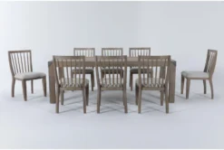 Luis 72"-90" Dining With Wood Back Chairs Set For 8