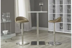 Rascoe Matte White 24" Bar Table With Brushed Stainless Steel Base -Furniture Store 282808 white mdf bistropub table detail 48