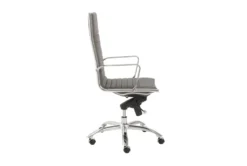 Copenhagen Grey Faux Leather And Chrome High Back Desk Chair -Furniture Store 282822 grey leather office chair detail 45