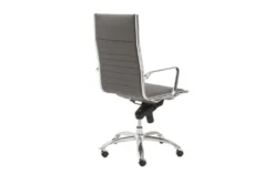 Copenhagen Grey Faux Leather And Chrome High Back Desk Chair -Furniture Store 282822 grey leather office chair detail 46