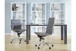 Copenhagen Grey Faux Leather And Chrome High Back Desk Chair -Furniture Store 282822 grey leather office chair detail 48