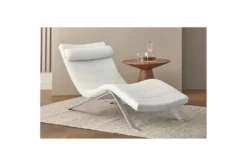 Zangari White Chaise Lounge With Silver Base -Furniture Store 282835 white leather chaise detail 47