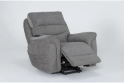 Harvest Boulder Grey Power Lift Recliner With Power Headrest, Lumbar & USB -Furniture Store 284078 brown fabric lift side 19