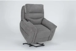 Harvest Boulder Grey Power Lift Recliner With Power Headrest, Lumbar & USB -Furniture Store 284078 brown fabric lift side 20