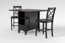 Kennedy Black 48" Counter With X Back Stools Set For 2 -Furniture Store 284205 black wood counter height set side 19