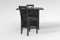 Kennedy Black 48" Counter With X Back Stools Set For 2 -Furniture Store 284205 black wood counter height set side 20