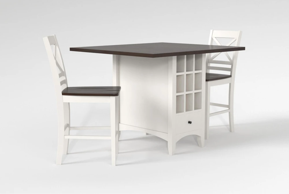 Kennedy White 48" Counter With X Back Stools Set For 2 4 Kennedy White 48" Counter With X Back Stools Set For 2 - Image 2