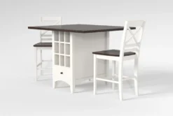 Kennedy White 48" Counter With X Back Stools Set For 2 10 Kennedy White 48" Counter With X Back Stools Set For 2 -Furniture Store 284209 white wood counter height set side 19