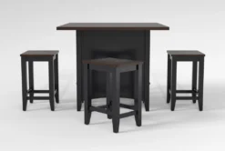 Kennedy Black 48" Counter With Backless Stools Set For 4 -Furniture Store 284215 black wood dining set side 20