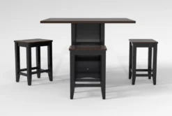 Kennedy Black 48" Counter With Backless Stools Set For 4