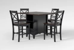 Kennedy Black 48" Counter With X Back Stools Set For 4 -Furniture Store 284216 black wood counter height set side 19 1