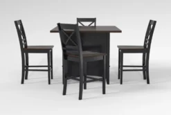 Kennedy Black 48" Counter With X Back Stools Set For 4 -Furniture Store 284216 black wood counter height set side 20 1