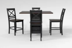 Kennedy Black 48" Counter With X Back Stools Set For 4