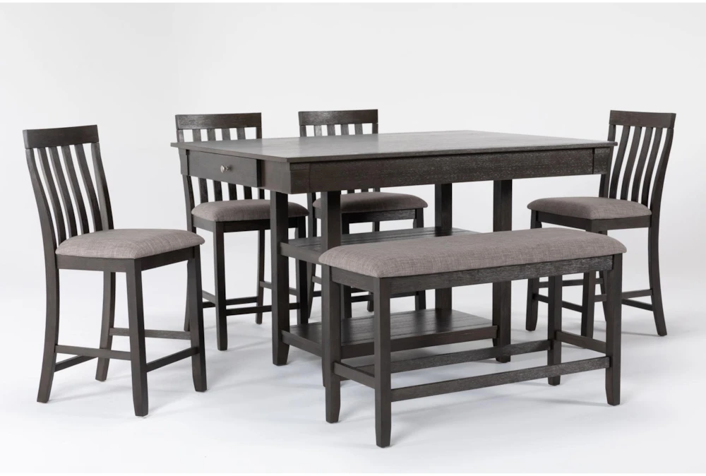 Westshore Grey 60" Counter Set With Bench For 6 4 Westshore Grey 60" Counter Set With Bench For 6 - Image 2