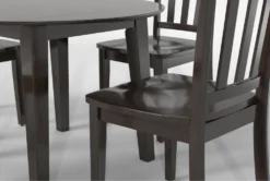 Kendall Espresso 42" Drop Leaf Dining With Slat Back Chairs Set For 4 -Furniture Store 284347 brown wood dining set detail 45