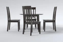 Kendall Espresso 42" Drop Leaf Dining With Slat Back Chairs Set For 4 -Furniture Store 284347 brown wood dining set side 20