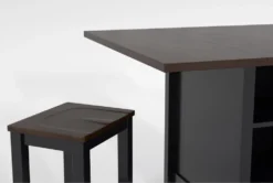 Kennedy Black 48" Counter With Backless Stools Set For 2 -Furniture Store 284351 black wood counter height set detail 44