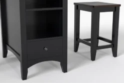Kennedy Black 48" Counter With Backless Stools Set For 2 -Furniture Store 284351 black wood counter height set detail 45