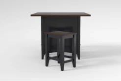 Kennedy Black 48" Counter With Backless Stools Set For 2 -Furniture Store 284351 black wood counter height set side 20
