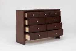 Eva Brown 9 Drawer Dresser -Furniture Store 284789 brown wood dresser side 19