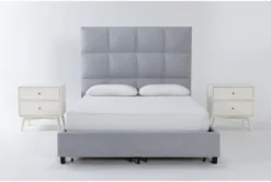 Boswell King Upholstered Storage 3 Piece Bedroom Set With 2 Alton White II Nightstands