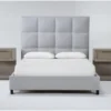 Boswell Queen Upholstered 3 Piece Bedroom Set With 2 Pierce Natural 1-Drawer Nightstands -Furniture Store 285441 grey fabric bedroom set signature 01
