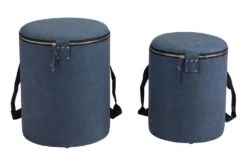 Blue Storage Ottoman Set Of 2 With Carrying Straps -Furniture Store 285729 blue wood ottoman detail 55