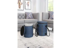 Blue Storage Ottoman Set Of 2 With Carrying Straps -Furniture Store 285729 blue wood ottoman room 88