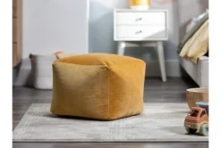 18X18 Golden Yellow Cotton Velvet Cube Floor Pouf -Furniture Store 285756 yellow cotton indoor pouf room 46