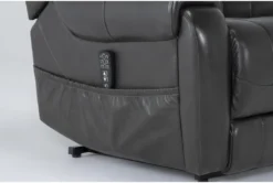 Carl Dark Grey Leather Power Lift Recliner With Power Headrest & Heat -Furniture Store 286566 grey leather lift detail 45