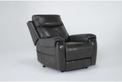 Carl Dark Grey Leather Power Lift Recliner With Power Headrest & Heat -Furniture Store 286566 grey leather lift side 19