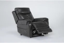 Carl Dark Grey Leather Power Lift Recliner With Power Headrest & Heat -Furniture Store 286566 grey leather lift side 20