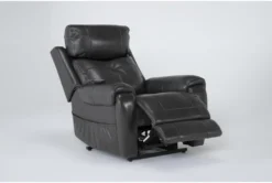 Carl Dark Grey Leather Power Lift Recliner With Power Headrest & Heat -Furniture Store 286566 grey leather lift side 21