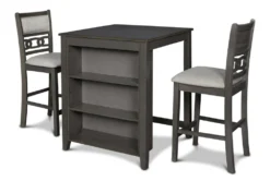 Joni Grey 37" Storage Counter Set For 2 -Furniture Store 286849 grey wood counter height set detail 45 1