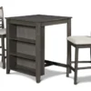 Joni Grey 37" Storage Counter Set For 2 -Furniture Store 286849 grey wood counter height set signature 01