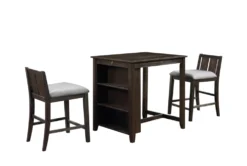 Kaine Cherry 36" Storage Counter Set For 2 -Furniture Store 286859 brown wood counter height set front 02