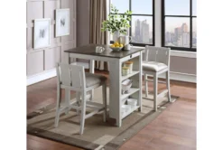 Kaine Two Tone White 36" Storage Counter Set For 2 23 Kaine Two Tone White 36" Storage Counter Set For 2 -Furniture Store 286861 white wood counter height set room 85