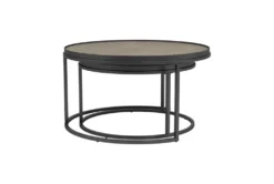 Mccoy 2 Piece Round Nesting Coffee Table Set -Furniture Store 287594 brown wood coffee table side 14