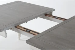 Edward 66" Dining With Bench & Winter White Chairs Set For 6 -Furniture Store 287739 grey wood dining set detail 45