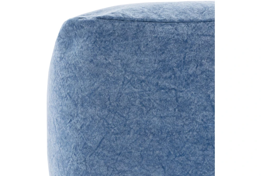 18"X18" Denim + Faux Leather Floor Pouf 4 18"X18" Denim + Faux Leather Floor Pouf - Image 2