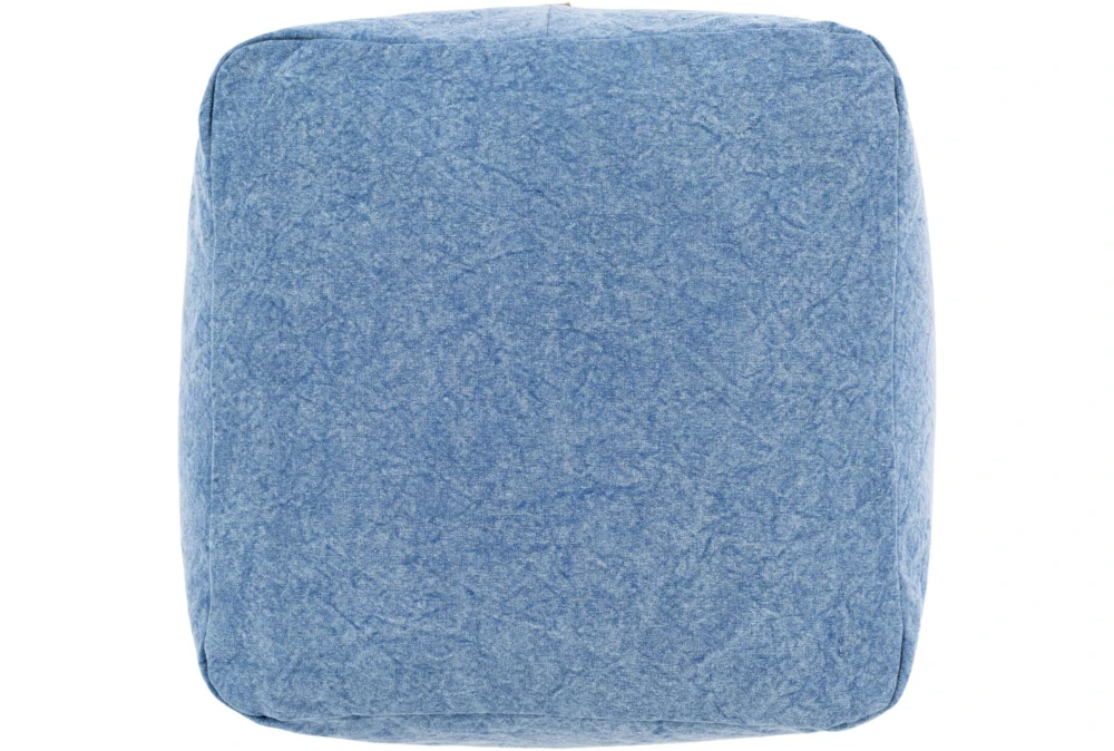 18"X18" Denim + Faux Leather Floor Pouf 6 18"X18" Denim + Faux Leather Floor Pouf - Image 4